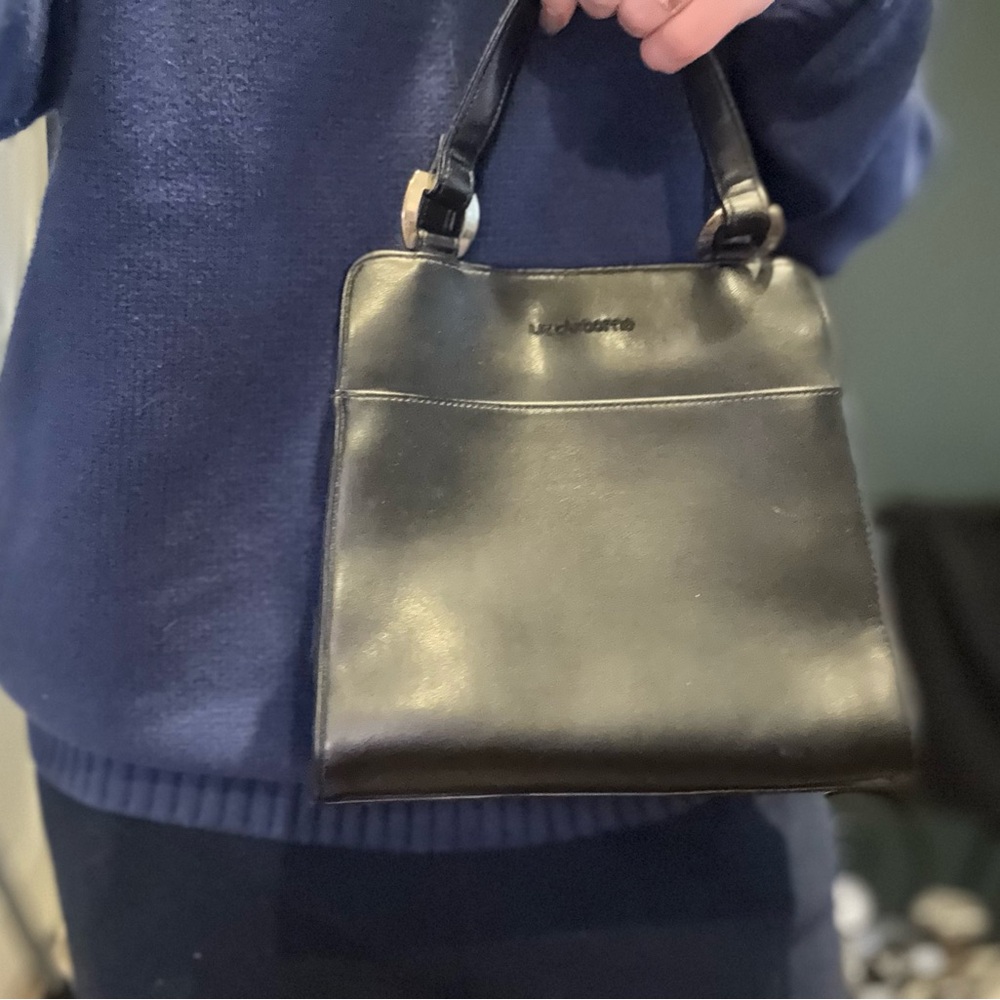 Liz Claiborne Vintage Black Leather Structured Handbag